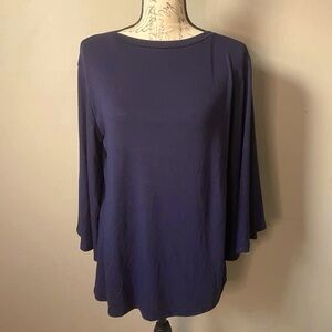 ZENANA deep navy bell sleeve sweater